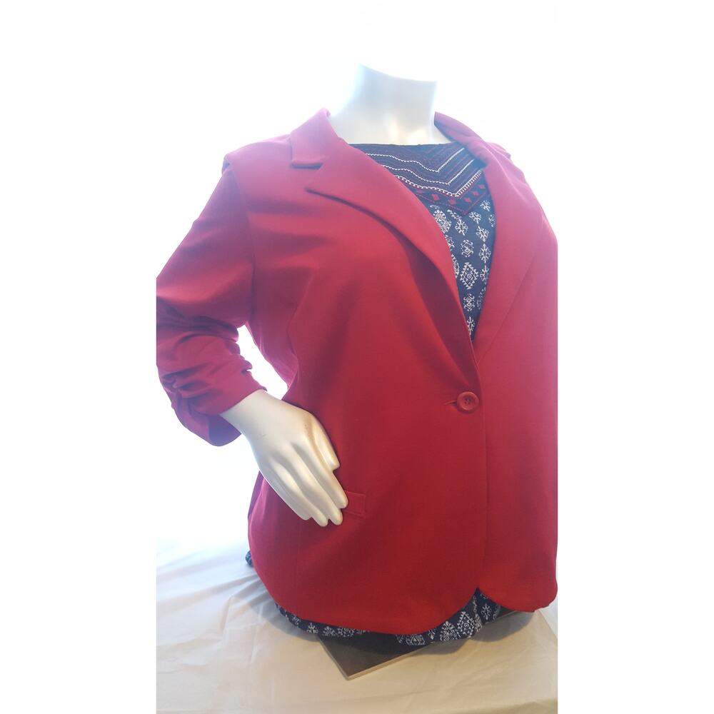 Women Plus Size 24 RED Blazer Ponte Jacket Running Point style JACKET BLAZER - Picture 1 of 2